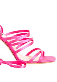 Pinko - PINKO - Różowe sandały na szpilce Clematis. Okazja: na imprezę. Zapięcie: pasek. Kolor: różowy, wielokolorowy, fioletowy. Materiał: tkanina, jedwab, wiskoza. Wzór: paski. Obcas: na szpilce #5