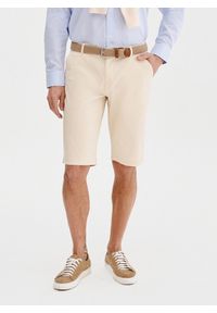 Pako Lorente - PAKO LORENTE - Beżowe szorty męskie. Okazja: na co dzień. Kolor: niebieski, beżowy. Materiał: bawełna, elastan. Wzór: gładki. Sezon: lato. Styl: casual #1