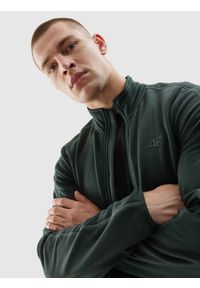 4f - Polar ze stójką z materiałów z recyklingu męski - zielony. Typ kołnierza: kołnierzyk stójkowy. Kolor: zielony. Materiał: polar, materiał. Wzór: gładki #2