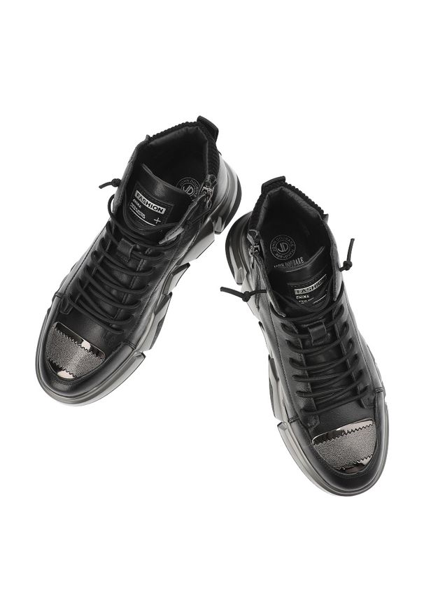 Czarne Sneakersy John Doubare Sportowe Obuwie Męskie. Okazja: na co dzień. Kolor: czarny. Materiał: skóra