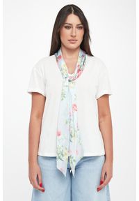Liu Jo - T-shirt damski z szarfą w kwiaty LIU JO. Wzór: kwiaty #3