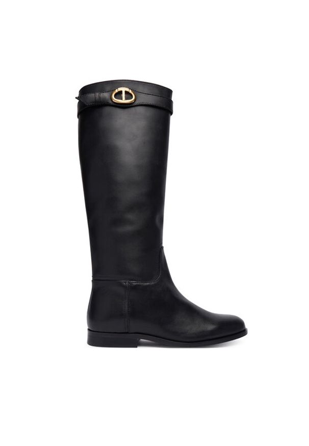 TwinSet - TWINSET Botki 252TCP19C Czarny. Kolor: czarny. Materiał: skóra