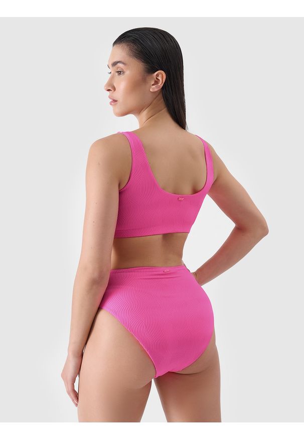 4f - 4F Góra od bikini damska - fuksja XS. Kolor: różowy. Materiał: guma, syntetyk, elastan, materiał. Wzór: jednolity