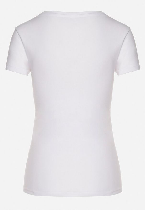 Born2be - Różowy Bawełniany T-shirt z Ozdobnym Nadrukiem Zaromira. Okazja: na co dzień. Kolor: biały. Materiał: bawełna. Wzór: nadruk. Styl: klasyczny, elegancki, casual