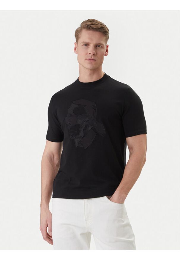 Karl Lagerfeld - KARL LAGERFELD T-Shirt 755036 562221 Czarny Loose Fit. Typ kołnierza: dekolt w karo. Kolor: czarny. Materiał: bawełna