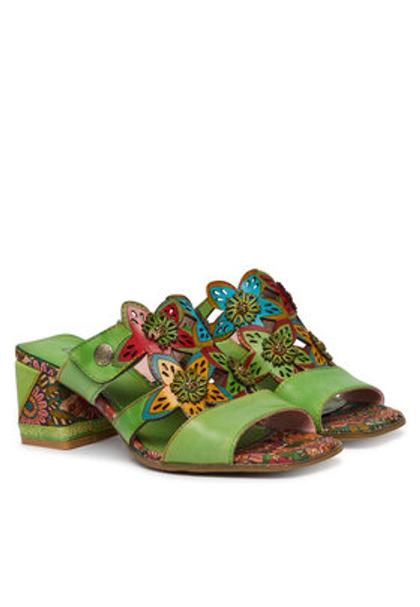 Laura Vita Klapki Jacqueso 09 Zielony. Kolor: zielony. Materiał: skóra
