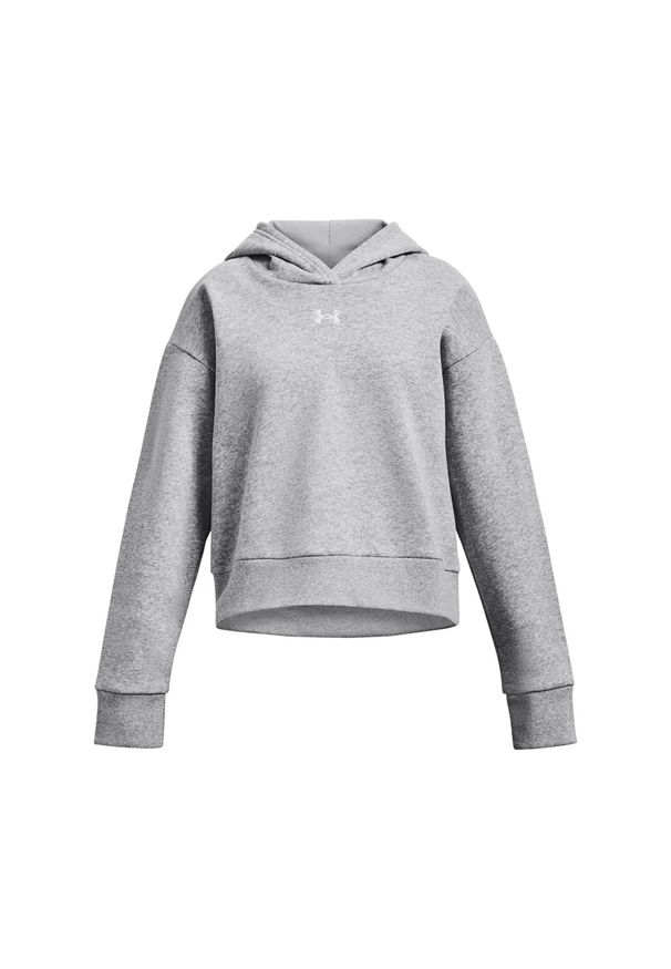 Bluza dresowa dziewczęca Under Armour UA Rival Fleece Crop Hoodie - szara. Kolor: szary. Materiał: dresówka