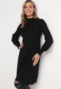 Born2be - Czarna Sweterkowa Sukienka z Półgolfem Deulia. Kolor: czarny. Materiał: dzianina. Sezon: jesień, zima #5