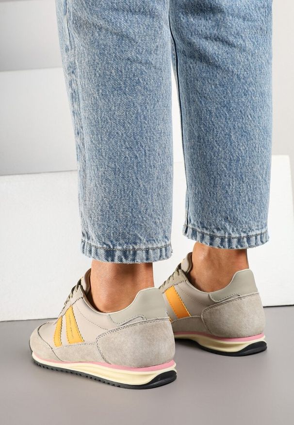Born2be - Beżowe Sneakersy Klasyczne Tenisówki ze Skórzaną Wkładką i Zamszem Naturalnym Tilritia. Okazja: na co dzień, na spacer. Kolor: beżowy. Materiał: zamsz, skóra. Szerokość cholewki: normalna. Sport: turystyka piesza