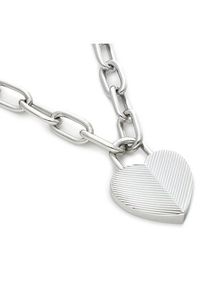 Fossil Naszyjnik Harlow Linear Texture Heart JF04657040 Srebrny. Materiał: metalowe. Kolor: srebrny