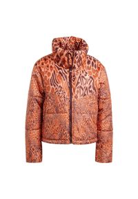 Adidas - Kurtka adidas x FARM Rio Padded. Kolor: czerwony, brązowy, wielokolorowy. Materiał: puch, materiał