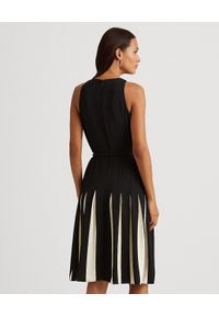 Lauren Ralph Lauren - LAUREN BY RALPH LAUREN - Czarna sukienka z kontrastowymi plisami. Kolor: czarny. Materiał: tkanina. Długość: midi #6