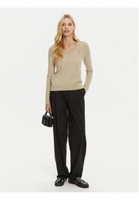 TOMMY HILFIGER - Tommy Hilfiger Sweter WW0WW40098 Beżowy Regular Fit. Kolor: beżowy. Materiał: syntetyk, bawełna #5