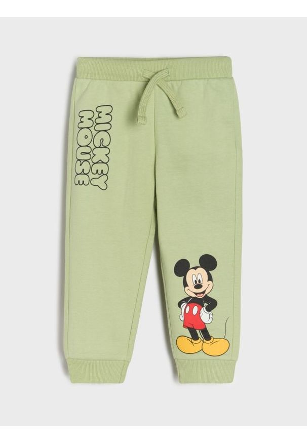 Sinsay - Spodnie dresowe Mickey Mouse - zielony. Kolor: zielony. Materiał: dresówka. Wzór: motyw z bajki