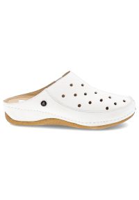 Białe Klapki Armodo Wygodne Obuwie Damskie. Okazja: na spacer. Kolor: biały. Materiał: skóra. Styl: klasyczny, elegancki #6