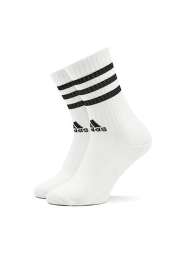 Adidas - adidas Skarpety długie 3-Stripes Cushioned Crew Socks 3 Pairs HT3458 Biały. Kolor: biały. Materiał: bawełna