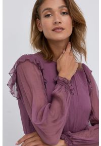 Nissa - NISSA - Sukienka. Kolor: fioletowy. Materiał: tkanina. Długość rękawa: długi rękaw. Wzór: gładki. Typ sukienki: rozkloszowane #5