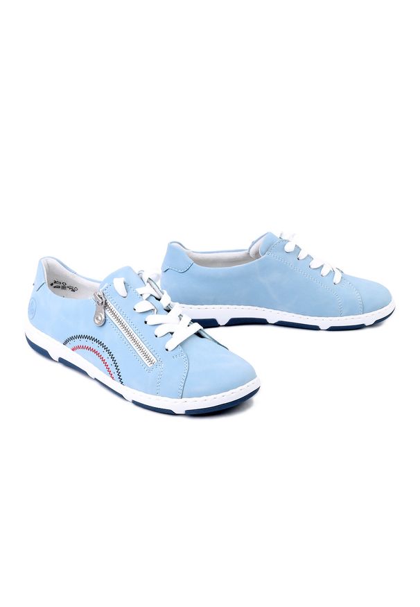 Rieker - RIEKER 42424-10 blue, półbuty damskie. Zapięcie: sznurówki. Kolor: niebieski