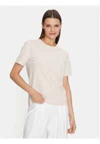 Gina Tricot T-Shirt Basic 17937 Beżowy Regular Fit. Kolor: beżowy. Materiał: bawełna #1