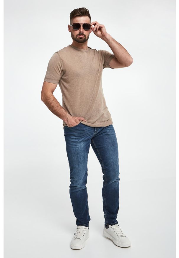 Liu Jo - T-shirt męski lniany LIU JO. Materiał: len