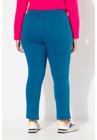 ULLA POPKEN - Damskie Spodnie dresowe miękki materiał wewnętrzny elastyczna gumka w pasie. Kolekcja: plus size. Kolor: niebieski. Materiał: bawełna, elastan, materiał