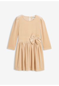 bonprix - Sukienka aksamitna. Typ kołnierza: kokarda. Kolor: beżowy #1