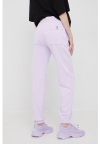 United Colors of Benetton spodnie dresowe damskie kolor fioletowy gładkie. Stan: podwyższony. Kolor: fioletowy. Materiał: dresówka. Wzór: gładki
