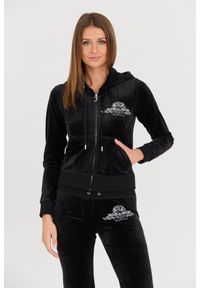 Juicy Couture - JUICY COUTURE Czarna damska bluza Arched Metallic, Rozmiar M. Kolor: czarny
