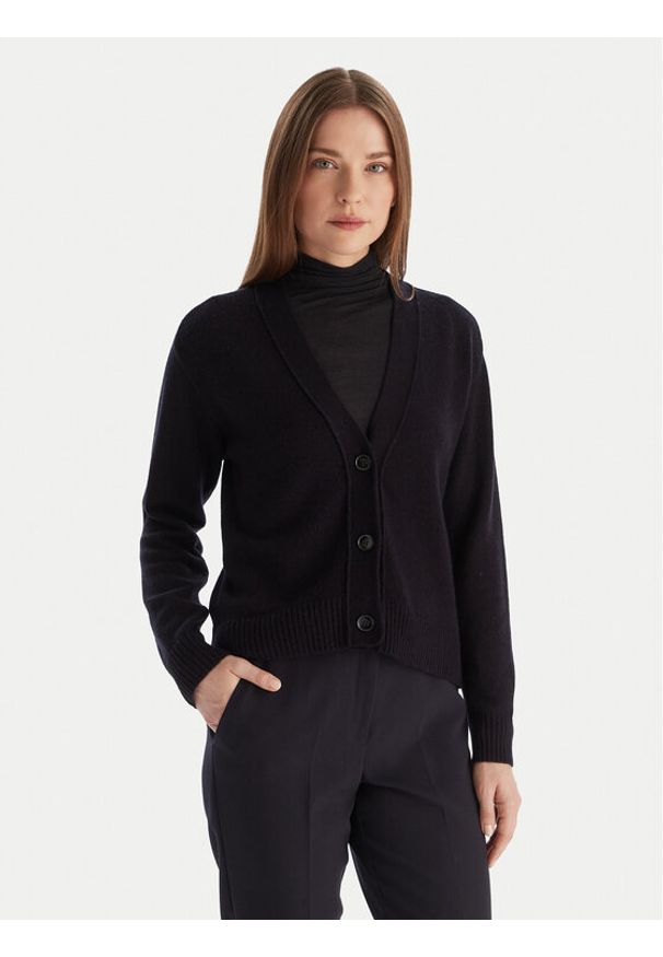 Marella Kardigan Blazer 2525346032 Granatowy Regular Fit. Kolor: niebieski. Materiał: wełna
