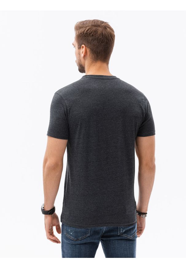 Ombre Clothing - T-shirt męski bez nadruku S1390 - czarny - XXL. Typ kołnierza: polo. Kolor: czarny. Materiał: bawełna, jeans, poliester