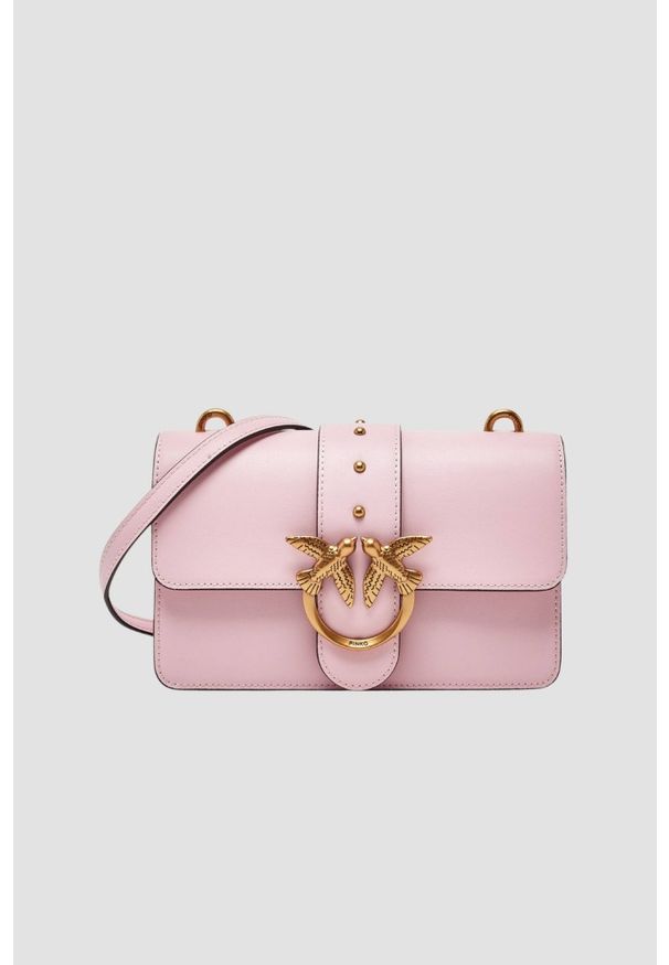 Pinko - PINKO Liliowa kopertówka damska Love One Mini. Kolor: różowy. Styl: casual, elegancki