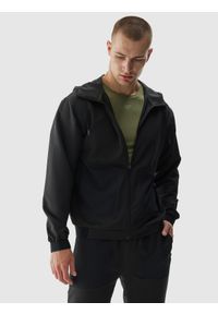 4f - 4F Bluza treningowa regular szybkoschnąca męska - szara S. Okazja: na co dzień. Typ kołnierza: kaptur. Kolor: szary. Materiał: dzianina, materiał, syntetyk, włókno, elastan. Wzór: jednolity, gładki, ze splotem. Styl: casual, sportowy. Sport: fitness #1