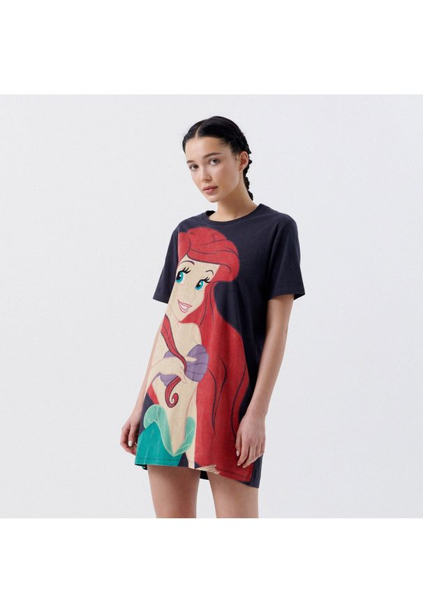 Cropp - T-shirtowa sukienka Disney - Szary. Kolor: szary. Wzór: motyw z bajki