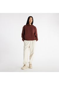 Bluza damska New Balance WT41537ROK – brązowa. Okazja: na co dzień. Kolor: brązowy. Materiał: prążkowany, bawełna, dresówka. Wzór: ze splotem. Styl: casual, klasyczny #2