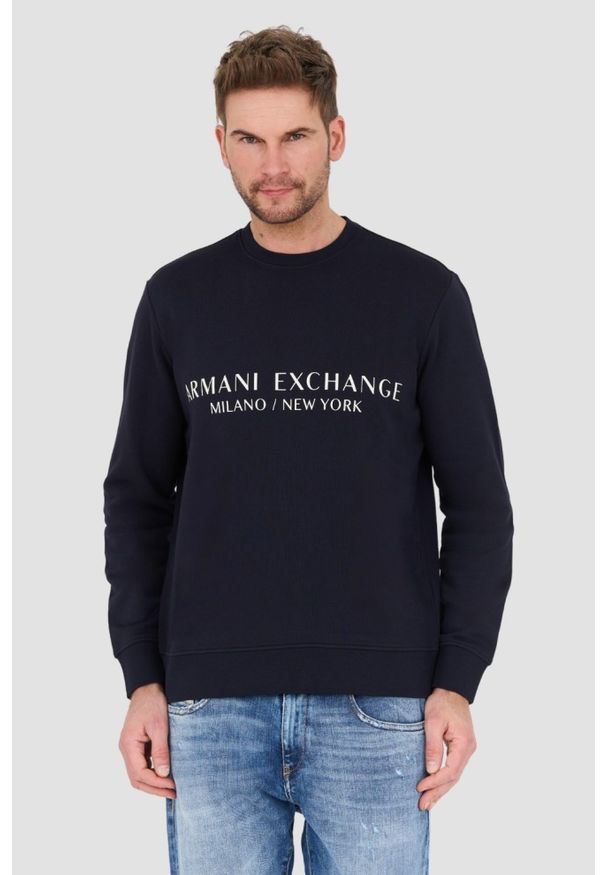 Armani Exchange - ARMANI EXCHANGE Granatowa męska bluza, Rozmiar L. Kolor: niebieski