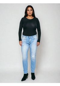 Big-Star - Jeansy damskie z podszytymi dziurami niebieskie Maggie 233. Okazja: na co dzień. Kolor: niebieski. Styl: casual #8