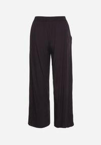 Born2be - Czarne Bawełniane Spodnie z Szerokimi Nogawkami Palazzo z Gumką w Pasie Nesira. Okazja: na co dzień. Kolor: czarny. Materiał: bawełna. Styl: elegancki, casual