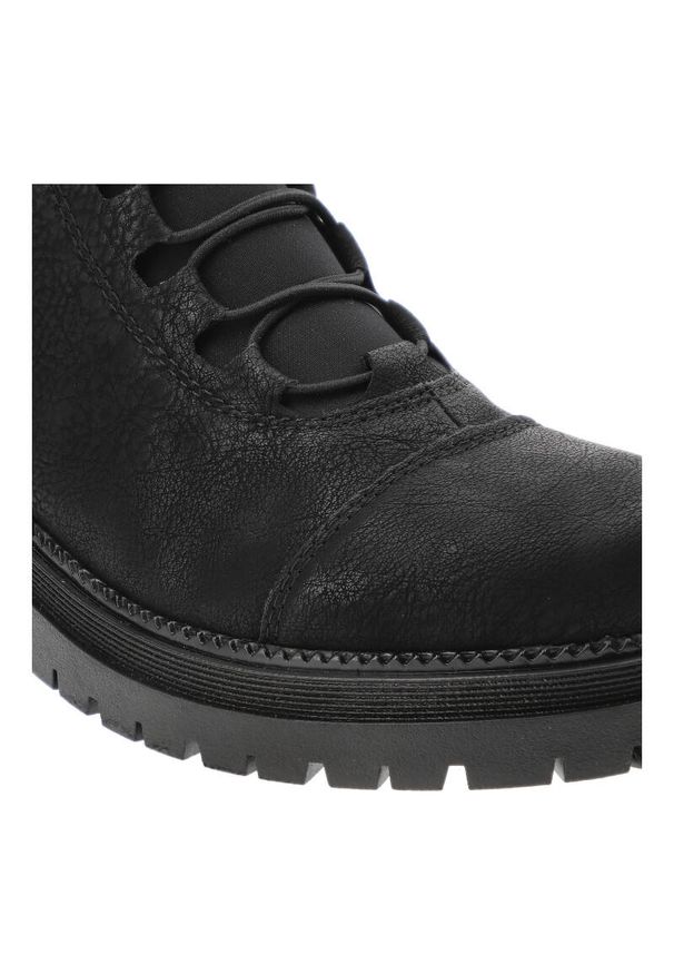 Czarne Botki Rieker Wygodne Buty Damskie. Kolor: czarny. Materiał: syntetyk, futro, skóra ekologiczna. Sezon: zima. Styl: elegancki