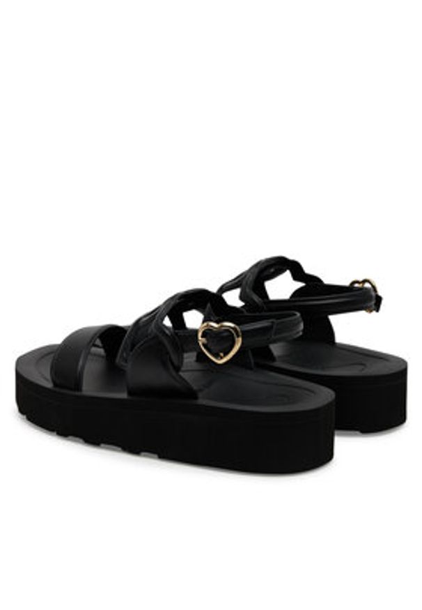 Love Moschino - LOVE MOSCHINO Sandały JA16054I1MIA0000 Czarny. Kolor: czarny. Materiał: skóra