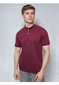 Sinsay - Bawełniane polo ze stójką - bordowy. Typ kołnierza: kołnierzyk stójkowy, polo. Kolor: czerwony. Materiał: bawełna
