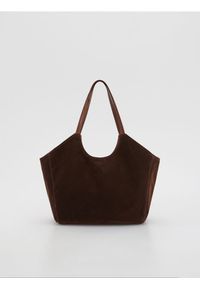 Reserved - Torebka shopper z imitacji zamszu - brązowy. Kolor: brązowy. Materiał: zamszowe
