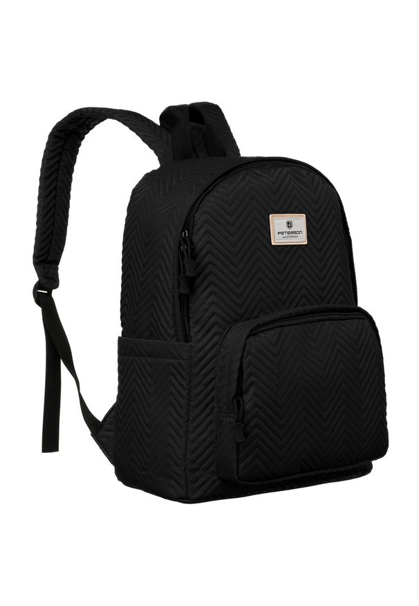 Plecak czarny Peterson PTN 77710. Kolor: czarny. Materiał: poliester. Wzór: aplikacja. Styl: sportowy, casual