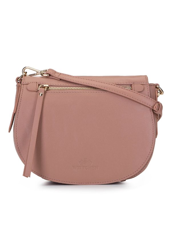 Wittchen - Damska listonoszka saddle bag z miękkiej skóry. Kolor: różowy. Wzór: haft, aplikacja. Sezon: lato. Dodatki: z haftem. Materiał: skórzane. Styl: elegancki