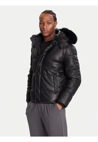 Guess Kurtka zimowa M5BL2F W1050 Czarny Regular Fit. Kolor: czarny. Materiał: skóra. Sezon: zima