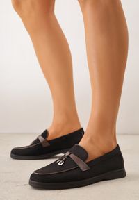 Renee - Czarne Mokasyny VICES z Imitacji Zamszu z Wkładką ze Skóry Naturalnej Dispova. Okazja: na co dzień. Kolor: czarny. Materiał: zamsz, skóra. Styl: casual, elegancki #5