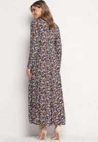 Born2be - Fioletowa Sukienka Sereileh. Kolor: fioletowy. Długość rękawa: długi rękaw. Wzór: kolorowy, kwiaty. Typ sukienki: koszulowe. Długość: maxi #3