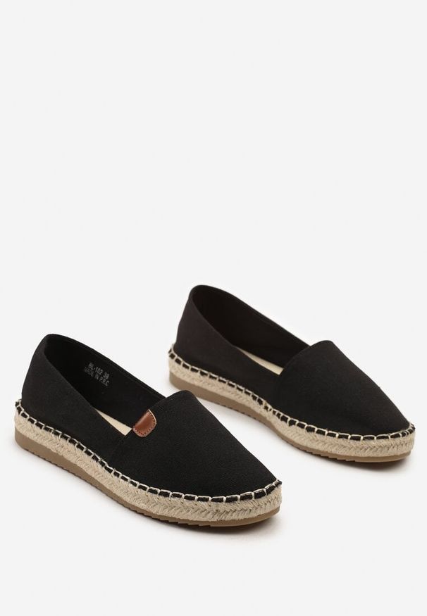 Renee - Czarne Płaskie Casualowe Espadryle w Stylu Boho Lephea. Okazja: na co dzień. Zapięcie: bez zapięcia. Kolor: czarny. Materiał: len. Sezon: lato. Styl: boho, casual