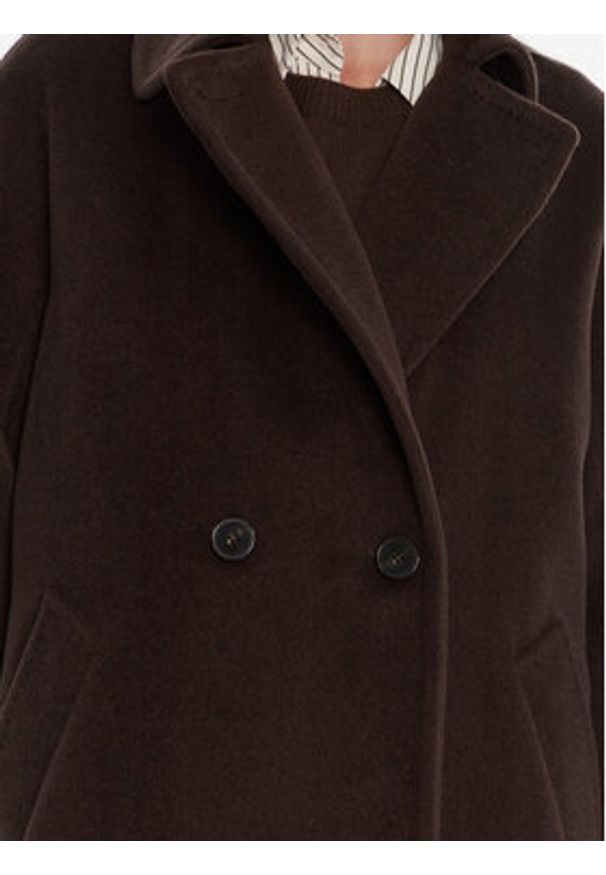 Marella Płaszcz wełniany English 2523016142 Brązowy Regular Fit. Kolor: brązowy. Materiał: wełna