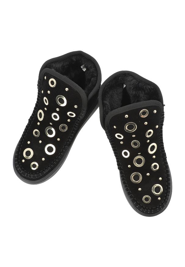 Hot Potatoes by Gioseppo - Czarne Śniegowce Gioseppo Ocieplane Obuwie Damskie. Kolor: czarny. Materiał: welur. Wzór: aplikacja. Sezon: zima