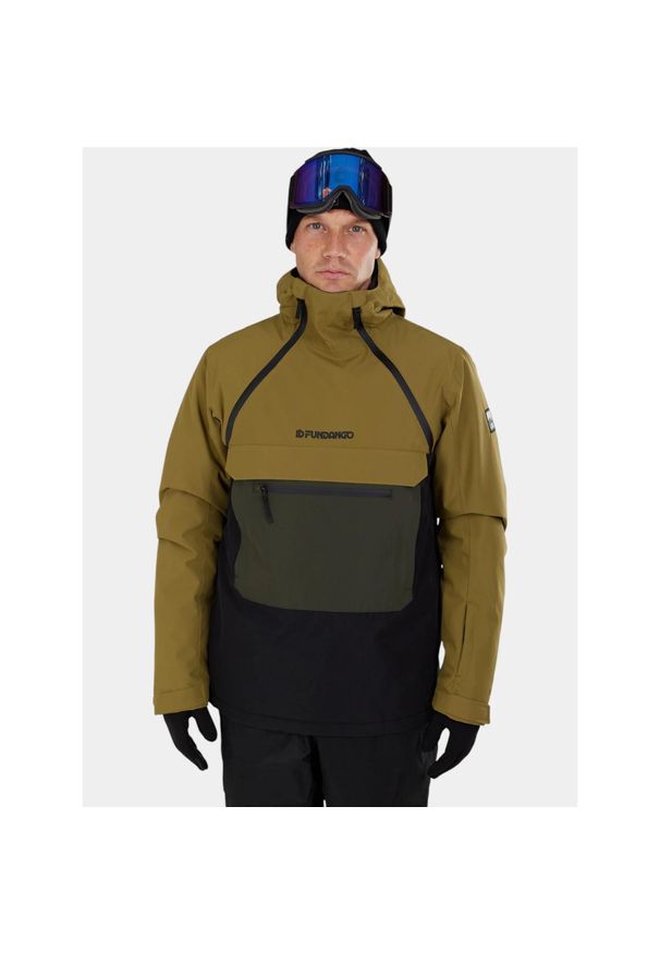 FUNDANGO - Anorak Męski Fundango Hydra ECO. Kolor: wielokolorowy, czarny, zielony. Materiał: materiał. Sezon: zima. Sport: turystyka piesza